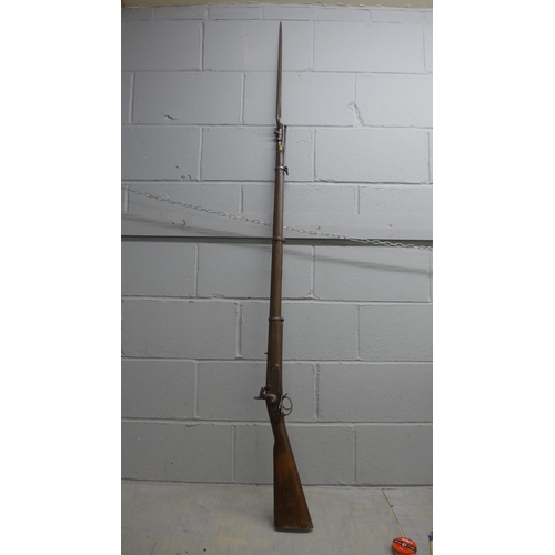 819 - An Enfield percussion musket rifle, 1853 pattern, with bayonet