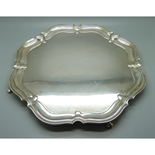 821 - A silver salver, Sheffield 1923, 857g, 30cm