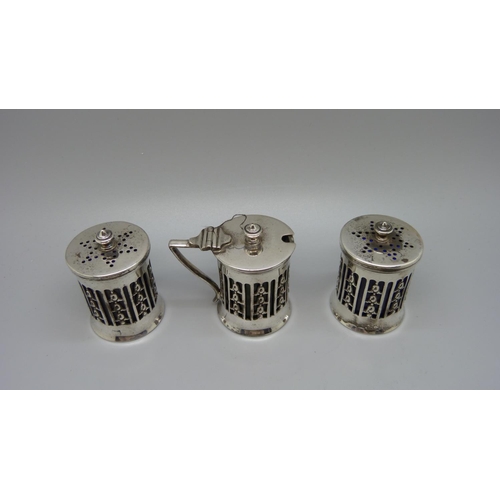 850 - A silver cruet set, Sheffield 1911