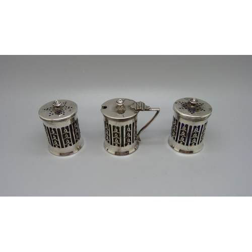 850 - A silver cruet set, Sheffield 1911