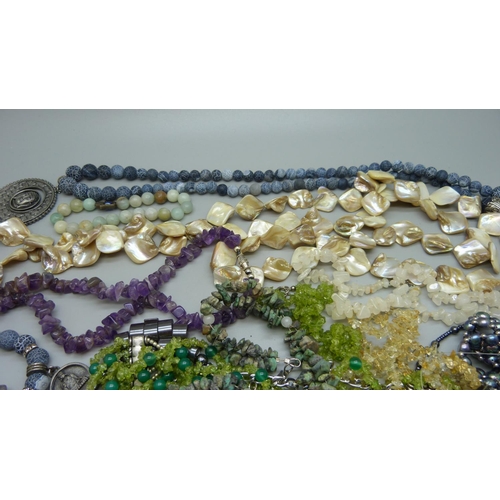 873 - Gemstone jewellery including turquoise, amethyst, etc.