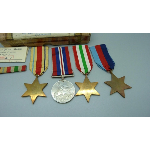 906 - Four WWII medals, with ribbons in original postage box