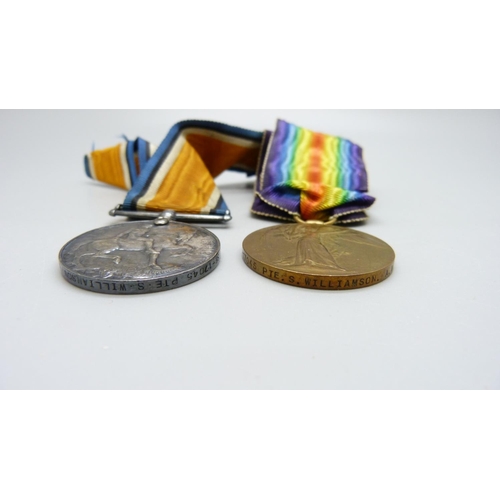 907 - A pair of WWI medals to SE-17045 Pte. S Williamson Army Veterinary Corps