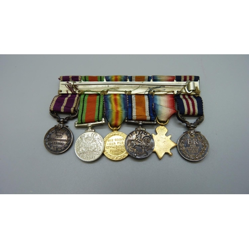 914 - A set of six miniature WWI medals including Military Medal