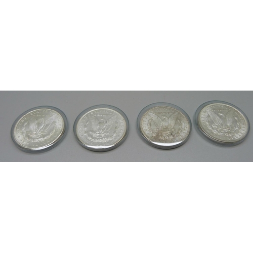 951 - Four Morgan dollars; 1896, 1902, 1887, 1898