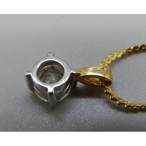 977 - An 18ct gold diamond pendant, approximately 0.90ct diamond weight on a plated chain