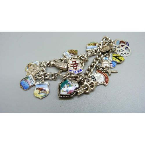 981 - Two silver charm bracelets, 75g