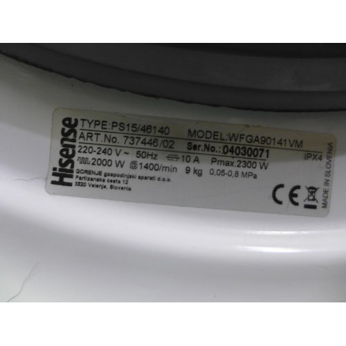 3039 - Hisense 9KG 1400RPM Freestanding Washing Machine (Model: WFGA90141VM) (4110-4)   Original RRP £333.3... 