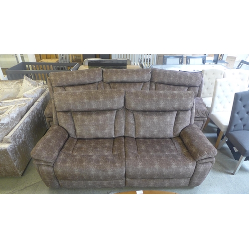 1618 - A Nero rattlesnake green curved power reclining four seater sofa and three seater manual reclining s... 