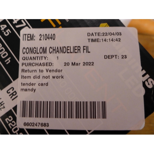 3074 - Conglom Chandelier Fil Bulb and Feit LED Smart A60 Bulb  3 Pack Wi-Fi   (253-66,79)  * This lot is s... 