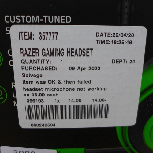 3089 - Razer Gaming Headset  - Kraken Green           (253-201)  * This lot is subject to vat