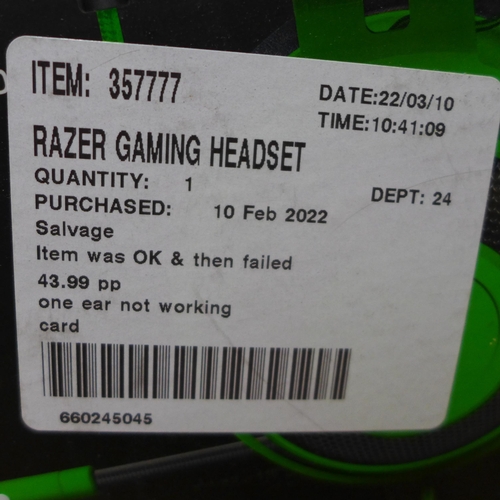 3090 - Razer Gaming Headset - Kraken Green       (251-208)    * This lot is subject to vat