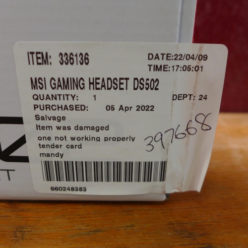 3091 - Msi DS502 Gaming Headset       (253-108)  * This lot is subject to vat