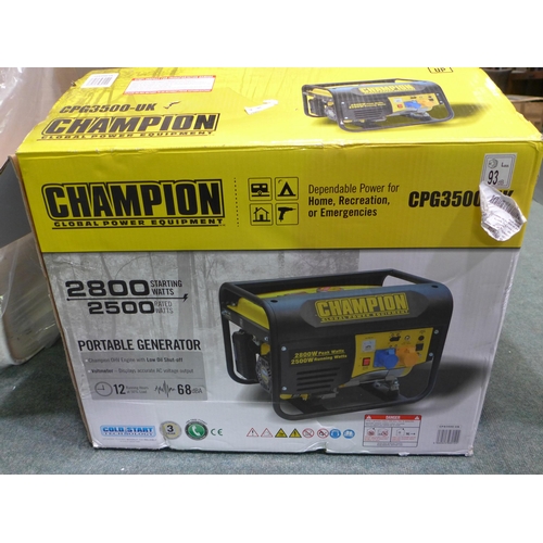 3222 - Champion Generator - CPG3500 , Original RRP £209.99 + vat           (253-65)  * This lot is subject ... 