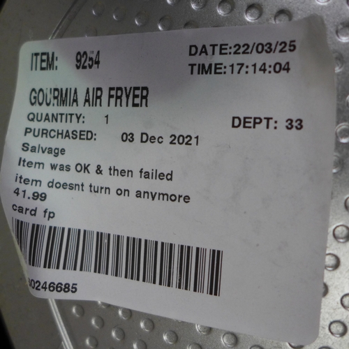 3232 - Gourmia Air Fryer          (253-10)  * This lot is subject to vat