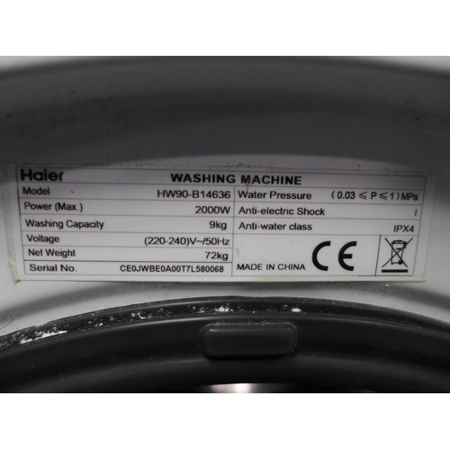 3261 - Haier White Direct Wash Washing Machine 9Kg (Model HW90-B14636) , Original RRP £269.99 + vat      (2... 