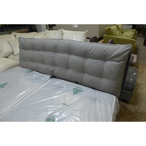 1502 - A Blue and grey upholstered Superking bedframe