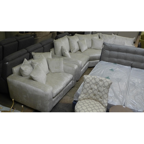 1505 - An Ivory velvet corner sofa and love seat