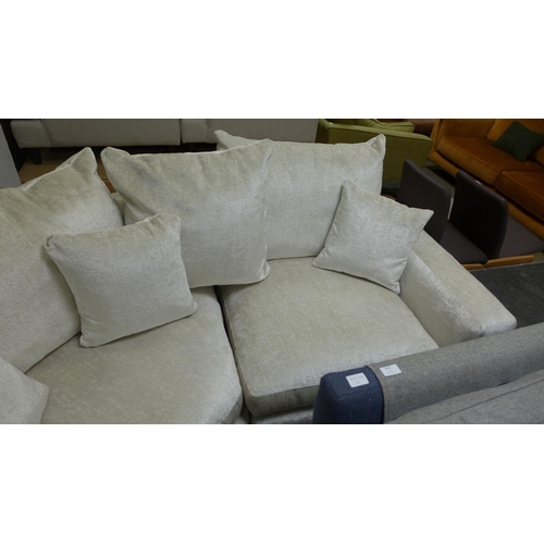 1505 - An Ivory velvet corner sofa and love seat