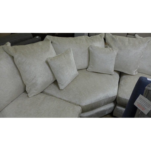 1505 - An Ivory velvet corner sofa and love seat