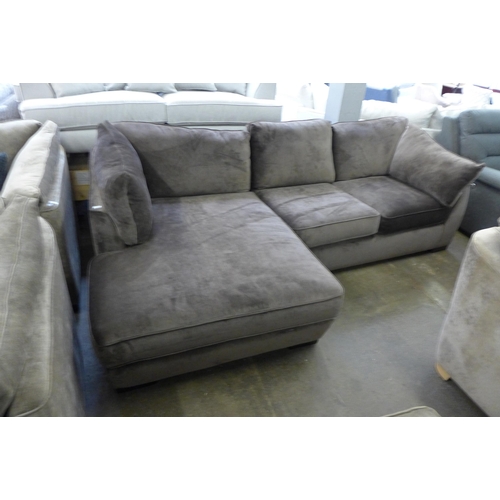 1522 - A Holmes earth upholstered LHF corner sofa with black oak feet - RRP £3099