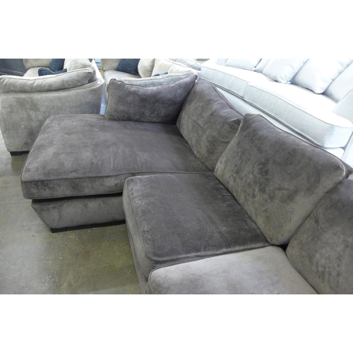 1522 - A Holmes earth upholstered LHF corner sofa with black oak feet - RRP £3099