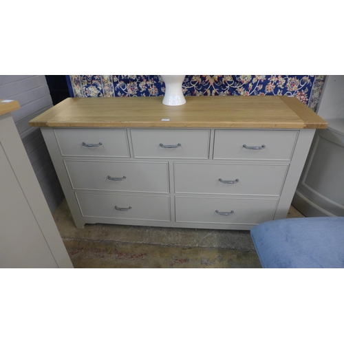 1512 - A Willis and Gamber grey painted and oak three over four chest of drawers