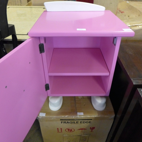 1654 - A pink 'Funky Face' children's bedside chest