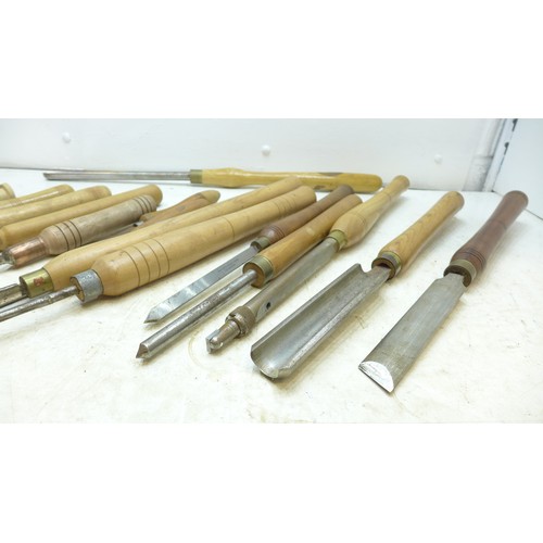 2147 - Approximately fourteen full size professional carving/lathing chisels