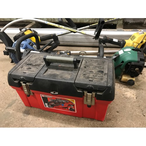 2401 - 4 Petrol-driven strimmers - for spares or repair with plastic tool box