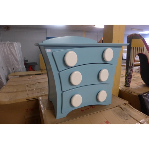 1628 - A Funky light blue and white three drawer chest of drawers (Display)