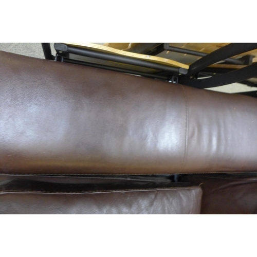 1698 - A brown leather two seater sofa bed