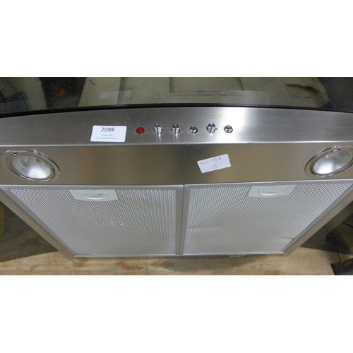 2098 - Stainless steel glass cooker hood (damaged corner on glass)