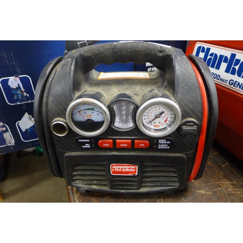 2125 - Clarke generator, jumpstarter and tyre inflator - W, plus two sets of axle stands