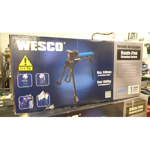 2137 - Wesco boxed, handsfree portable/folding workstation unused