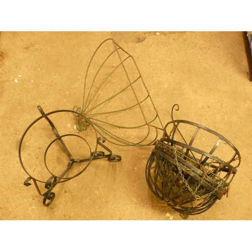 2392 - Plastic strawberry planter, quantity of meal planters and seven wicker hanging baskets