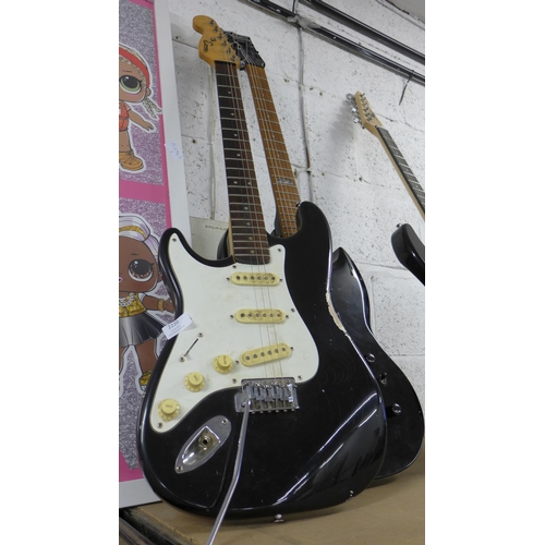 2220 - A Viper black electric guitar and Encore blaster left-handed Stratocaster copy electric guitar