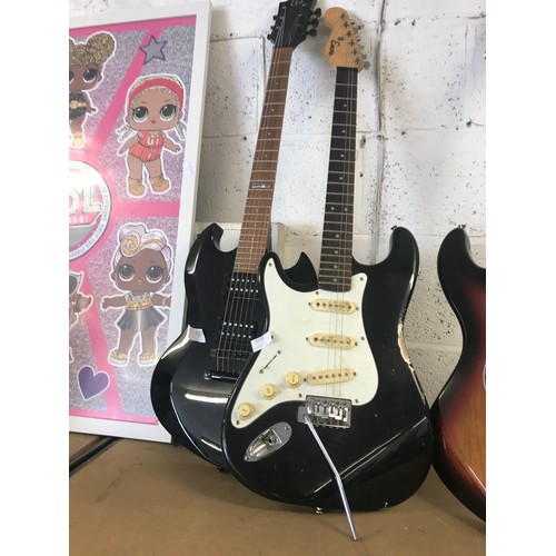 2220 - A Viper black electric guitar and Encore blaster left-handed Stratocaster copy electric guitar