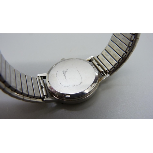 1001 - A stainless steel Omega Geneve wristwatch, (the minute hand catches on the 6 marker)