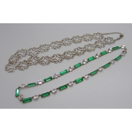 1134 - An Art Deco necklace and a silver necklace