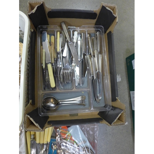 1141 - A large box of plated and stainless steel cutlery **PLEASE NOTE THIS LOT IS NOT ELIGIBLE FOR POSTING... 