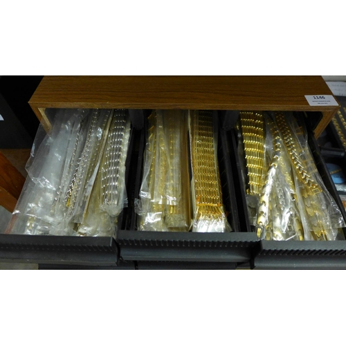 1146 - A cabinet of 264 magnetic bracelets, gold and silver plated, ten different styles **PLEASE NOTE THIS... 