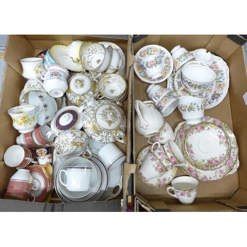 1160 - Two boxes of mixed china, tea sets and tablewares including Paragon and Royal Doulton **PLEASE NOTE ... 