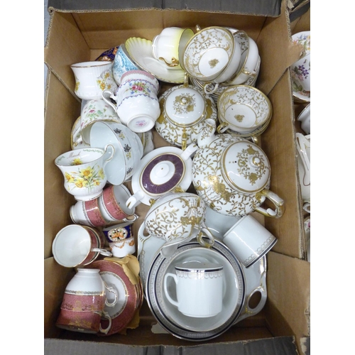 1160 - Two boxes of mixed china, tea sets and tablewares including Paragon and Royal Doulton **PLEASE NOTE ... 