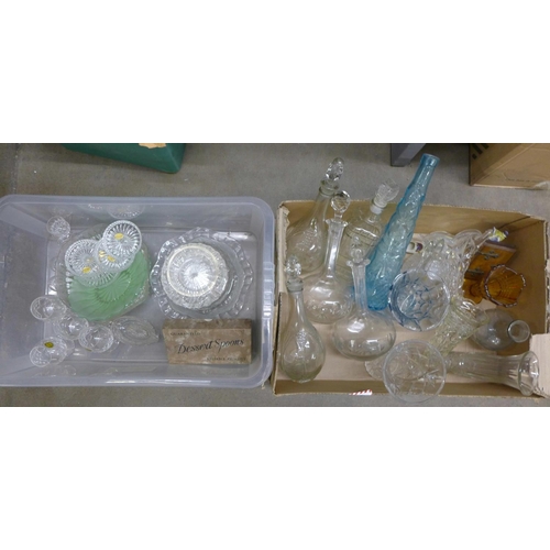 1168 - Two boxes of glassware including coloured glass **PLEASE NOTE THIS LOT IS NOT ELIGIBLE FOR POSTING A... 