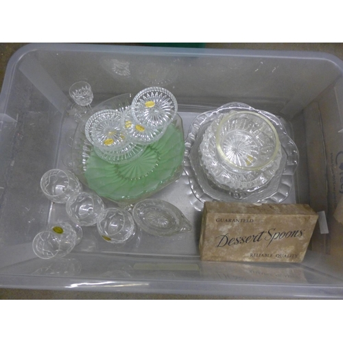 1168 - Two boxes of glassware including coloured glass **PLEASE NOTE THIS LOT IS NOT ELIGIBLE FOR POSTING A... 