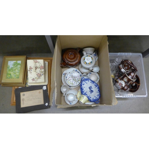 1182 - A collection of items including bargeware, a/f, glassware, china including Aynsley and a Czechoslova... 