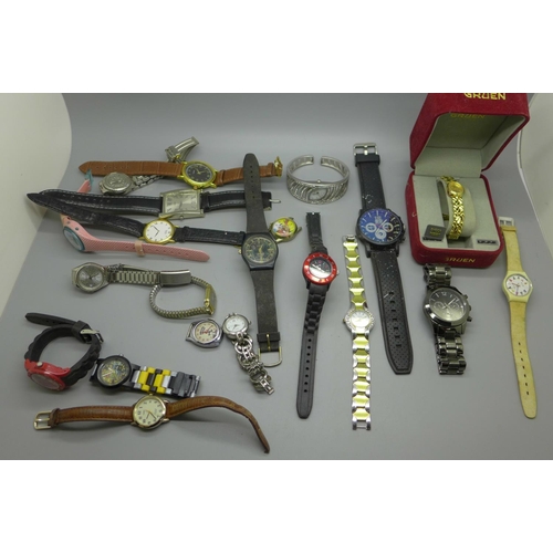 667 - Assorted lady's and gentleman's wristwatches including  Gruen, Seiko, Rotary, Timex, etc.