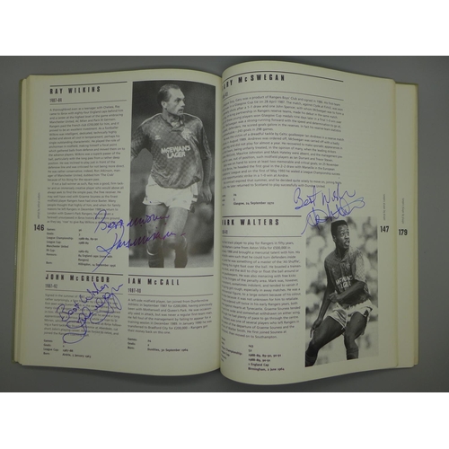 677 - Rangers: a Player by Player book containing approximately 40 signatures from former players and mana... 