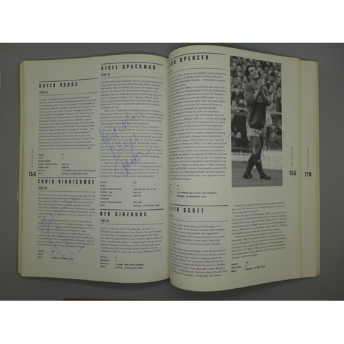 677 - Rangers: a Player by Player book containing approximately 40 signatures from former players and mana... 